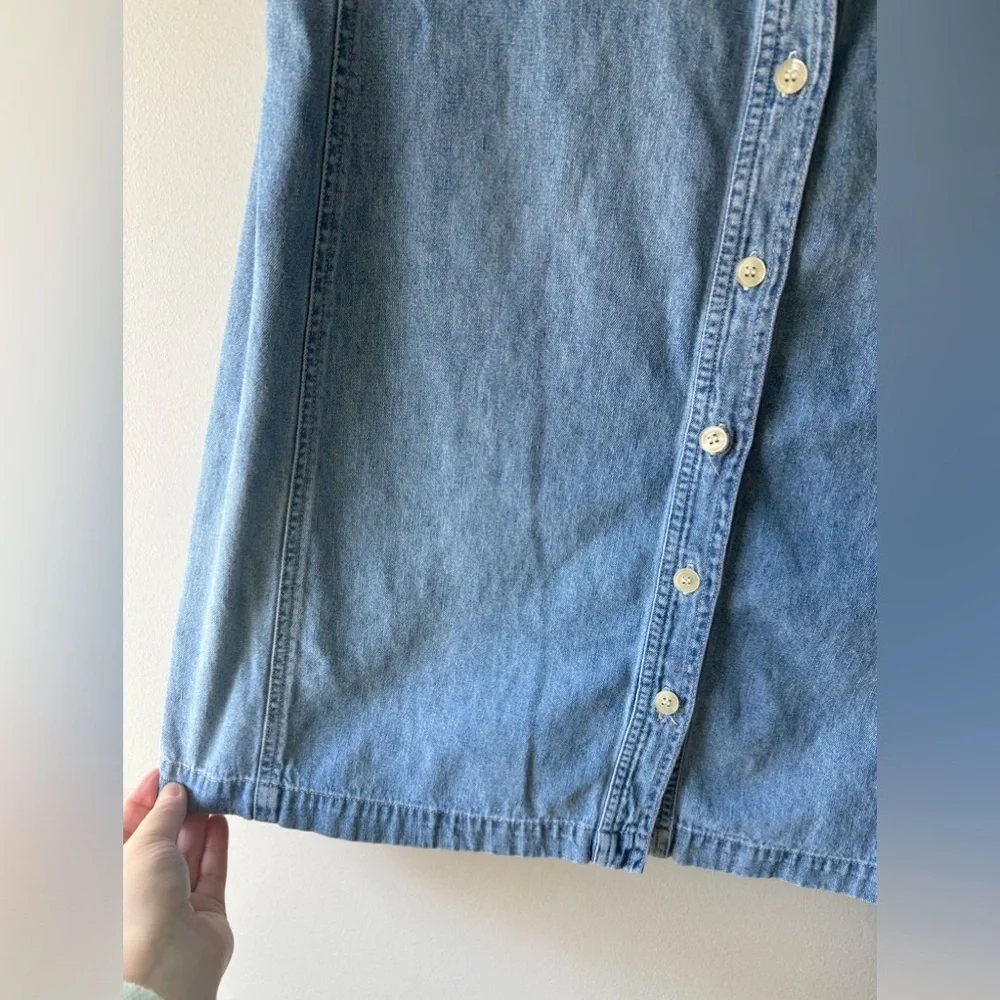 Vintage Faded Glory Blue Chambray Denim Sleeveless Button Mini Dress‎ Size 10